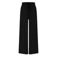 thumbnail image 7 of FRSASU Women's Barrel Leg Pants Solid Elasticated Waist Soft Wide Leg Pants with Pockets Casual Sweatpants Black, 7 of 7