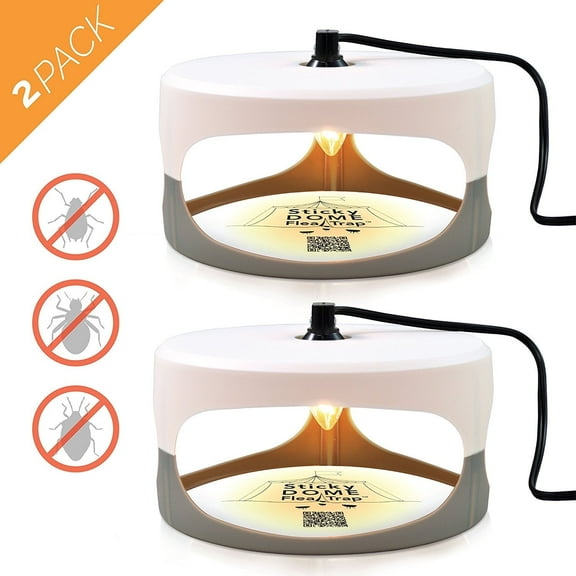 Aspectek Sticky Dome Flea Trap, Indoor Bed Bug and Flea Killer with 2 Glue Discs, Odorless, Safe for Family and Pets, 2-Pack