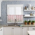 thumbnail image 6 of Flower Floral Kitchen Curtains Sets for Windows 24 Inch Length, Blue Pink Daisy Botanical Countryside Rod Pocket Window Treatments Tier Curtains and Valances Set for Bedroom/Bathroom, 6 of 6