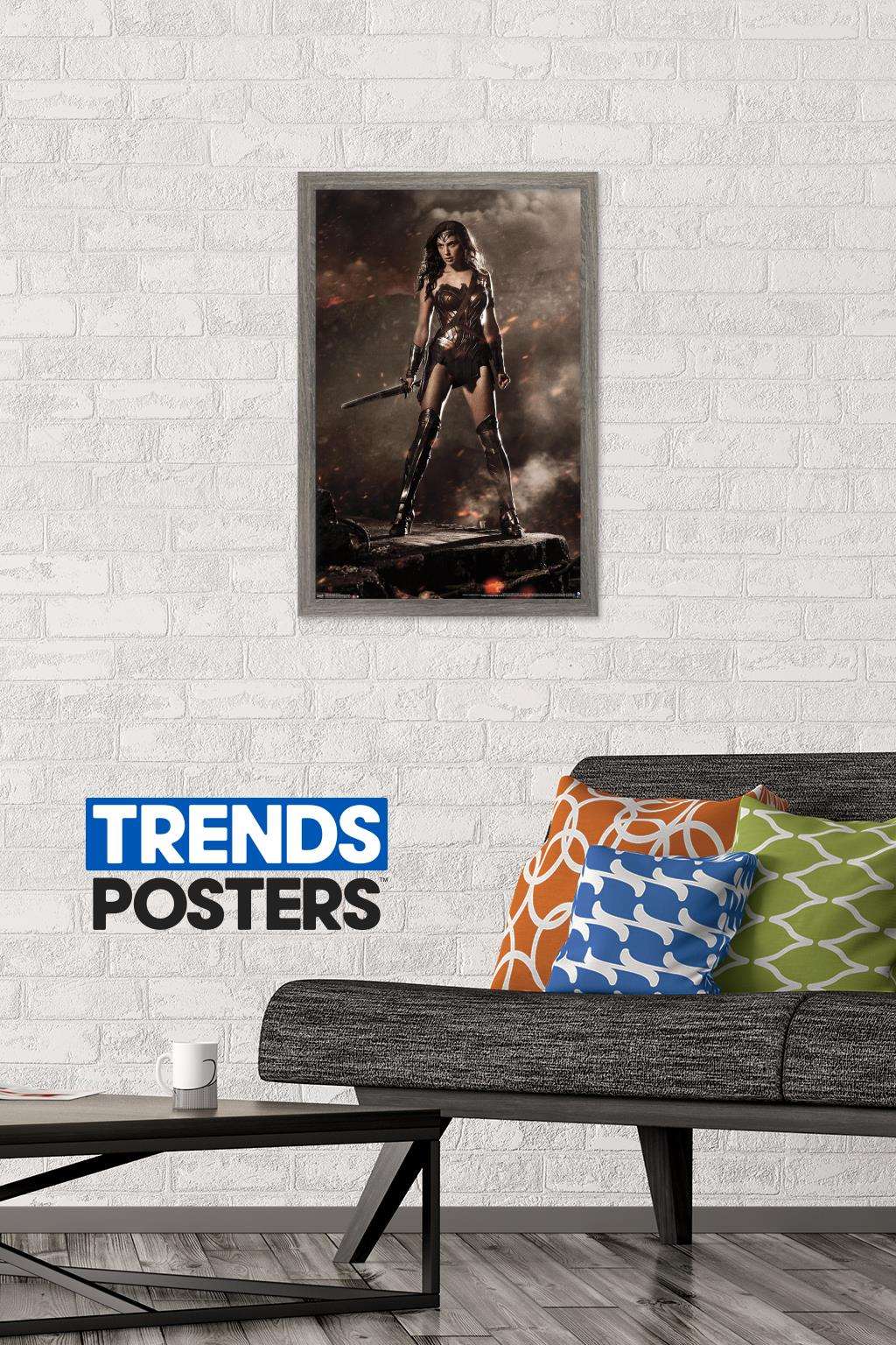 DC Comics Movie - Batman v Superman - Wonder Woman Wall Poster, 14.725" x 22.375", Framed