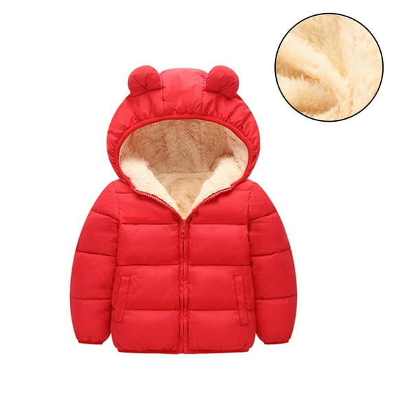 Toddler Boy Winter Coat Puffer Jacket Kids Full-Zip Long Sleeve Windproof Jacket Outwear Hooded Jackets Baby Clothes 2-3 Years