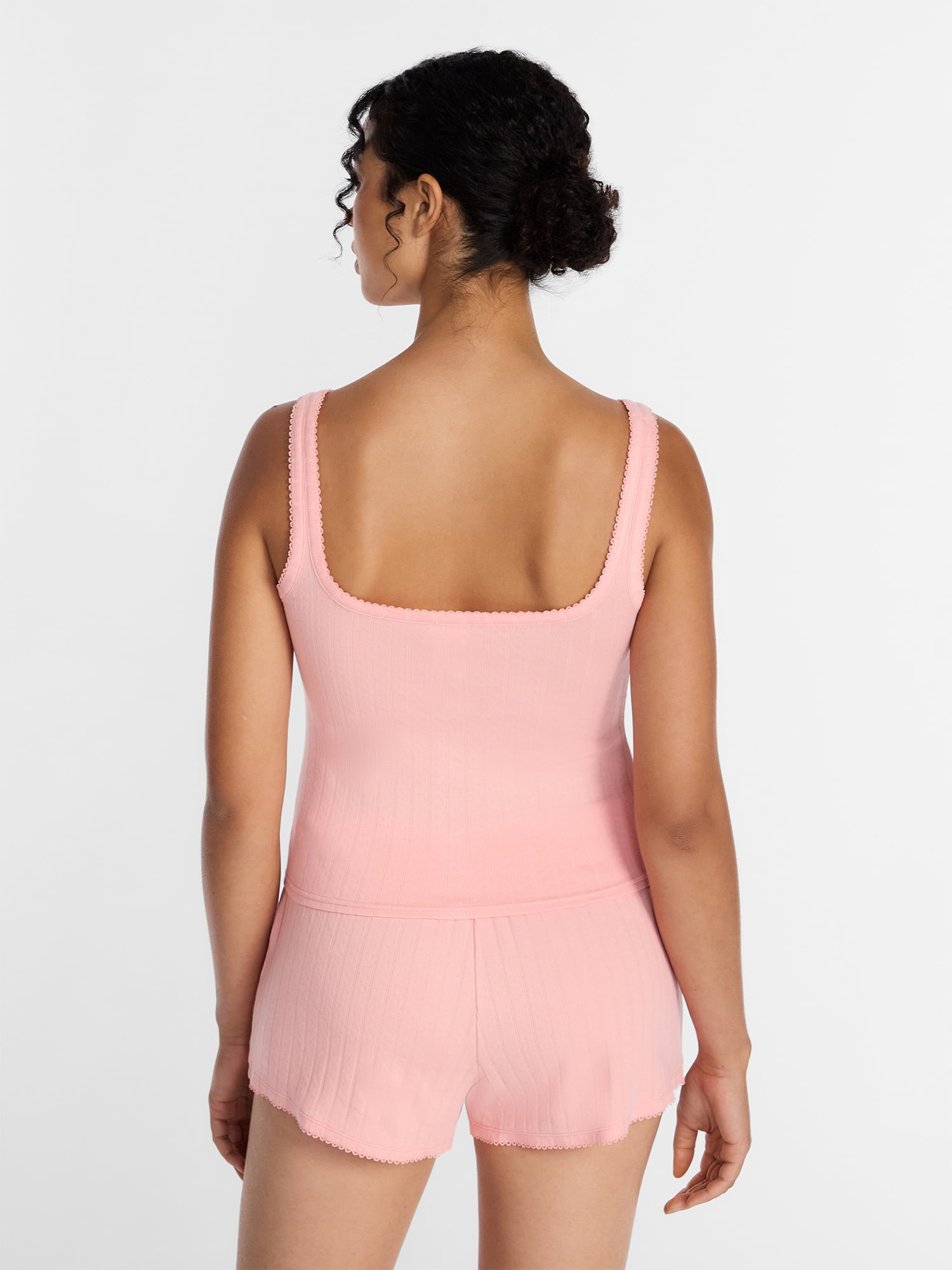 Joyspun Women's Pointelle Tank Top and Shorts Pajama Set, 2-Piece, Sizes XS-3X