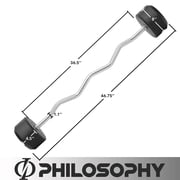 Philosophy Gym Rubber Fixed Barbell, 100 LB Pre-Loaded Weight EZ Curl Bar for Strength Training & Weightlifting