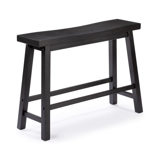 Pemberly Row Acacia Wood Backless Dining Bench in Black Charcoal
