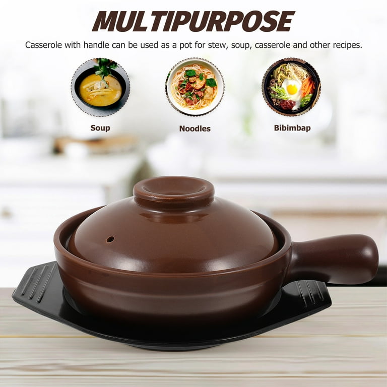 EXQUIMEUBLE Clay Cooking Hot Pot Clay Cooking Pots Casserole Clay Pot  Korean Stone Pot Clay Pots for Cooking Multipurpose Tool Korean Cookware  Ceramic