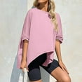 thumbnail image 6 of T-shirts for Women Plus Size Short Sleeved Round Neck Loose Casual Solid Color T-shirt Pink M, 6 of 6