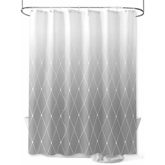 Gray Gradient Texture Shower Curtain Set ，Waterproof Fabric Shower Curtains Rhombus Geometric Lines Pattern Shower Curtains for Bathroom,Bathroom Decor 54x"78"