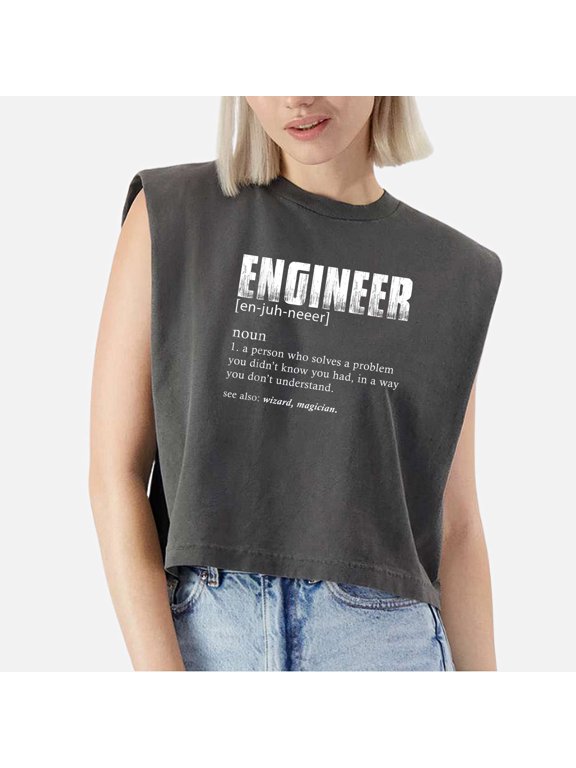 Engineer Definition Engineering Cap Sleeve Muscle Crop Shirt Women Sleeveless Baby Tee