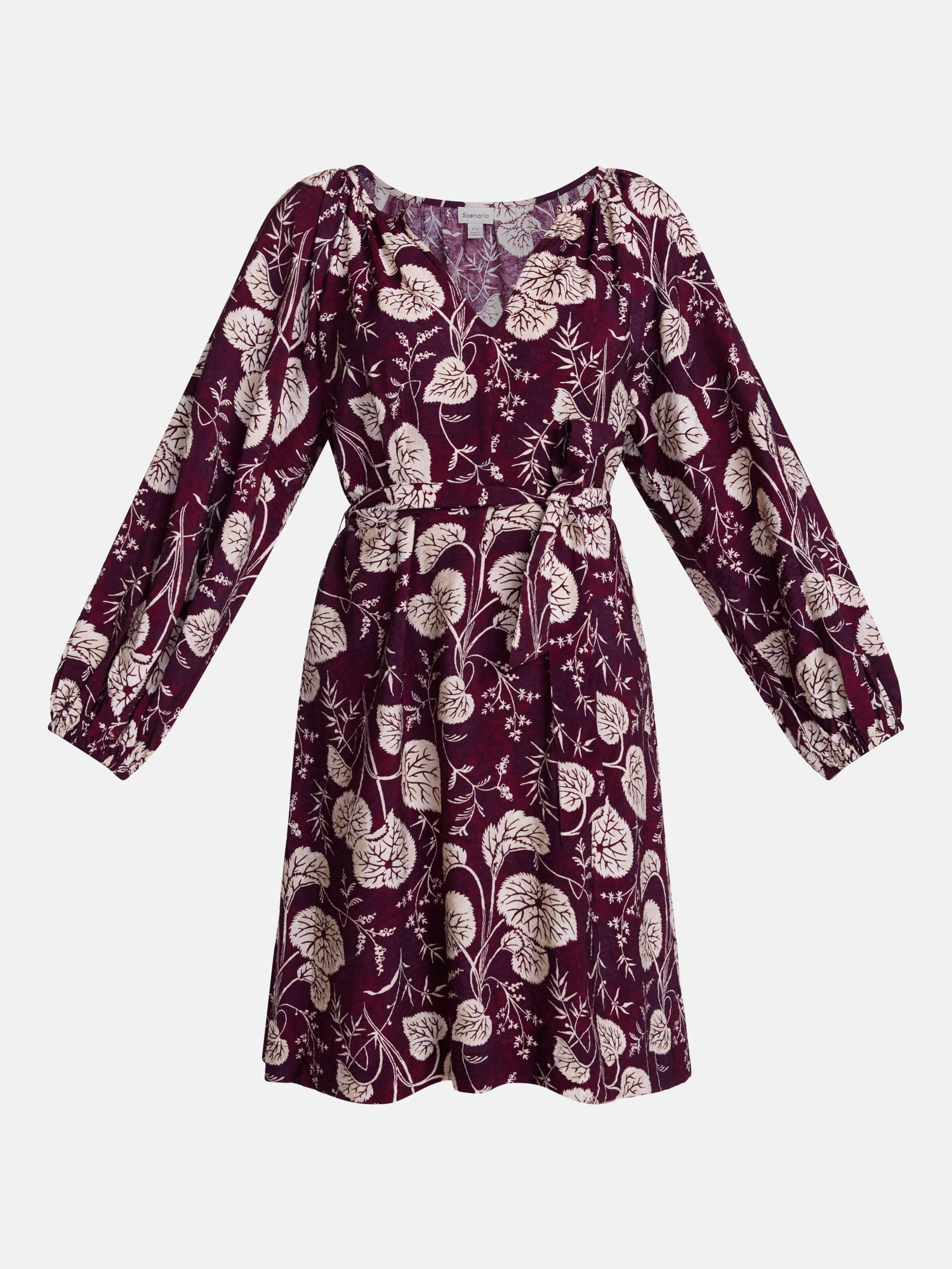 Scenario Women's and Women's Plus Mini Dress with Long Balloon Sleeves, Sizes XS-4X