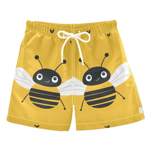 Cute Bees and Hearts Boys' Swim Trunks Board Shorts Beach Pants Bathing Bottoms 2T