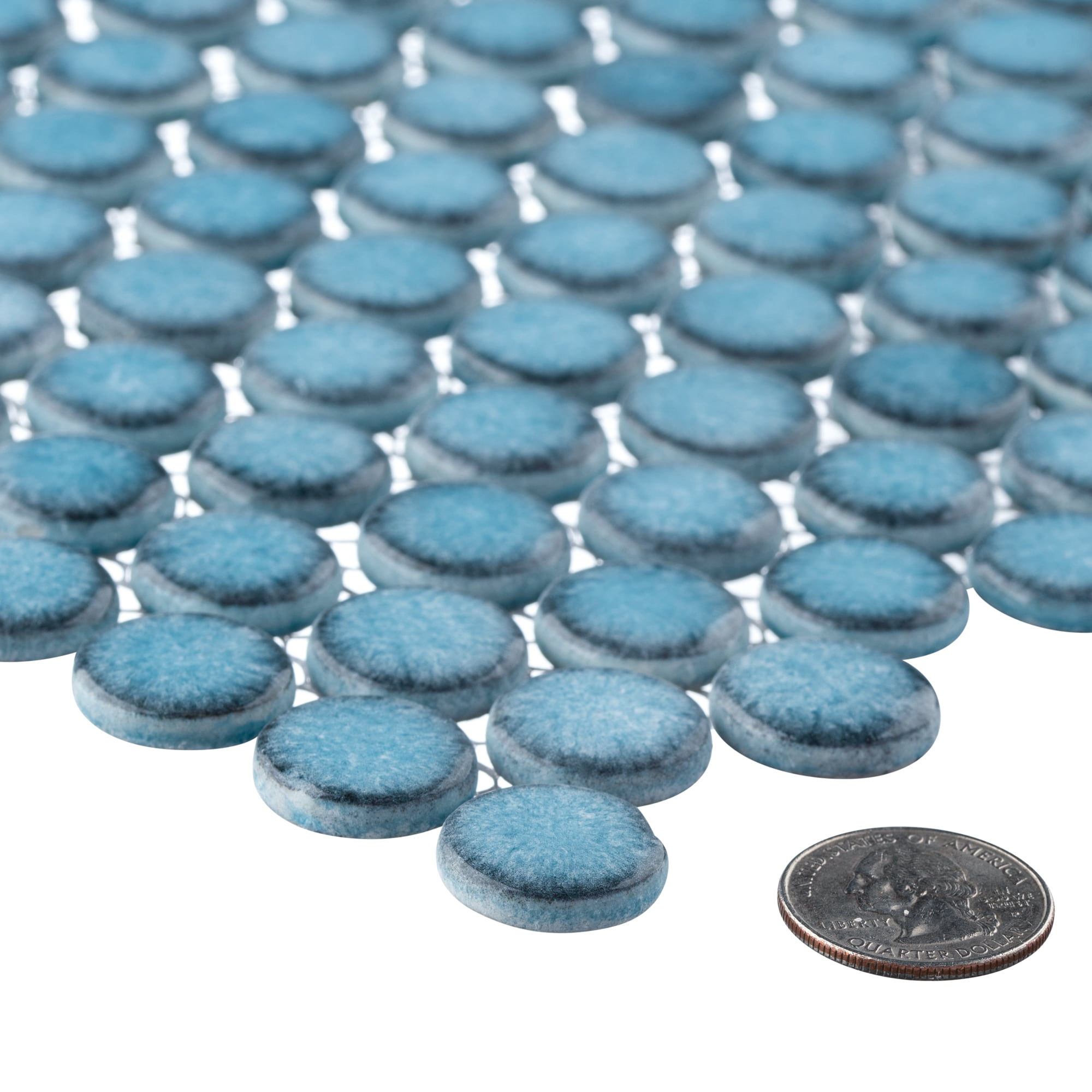Honoro-Bulbi 3/4" Penny Round Smooth Glass Mosaic Wall & Floor Tile