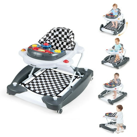 Costway 6 in 1 Baby Walker Adjustable Walker & Activity Center with Music 6-14 Months Gray