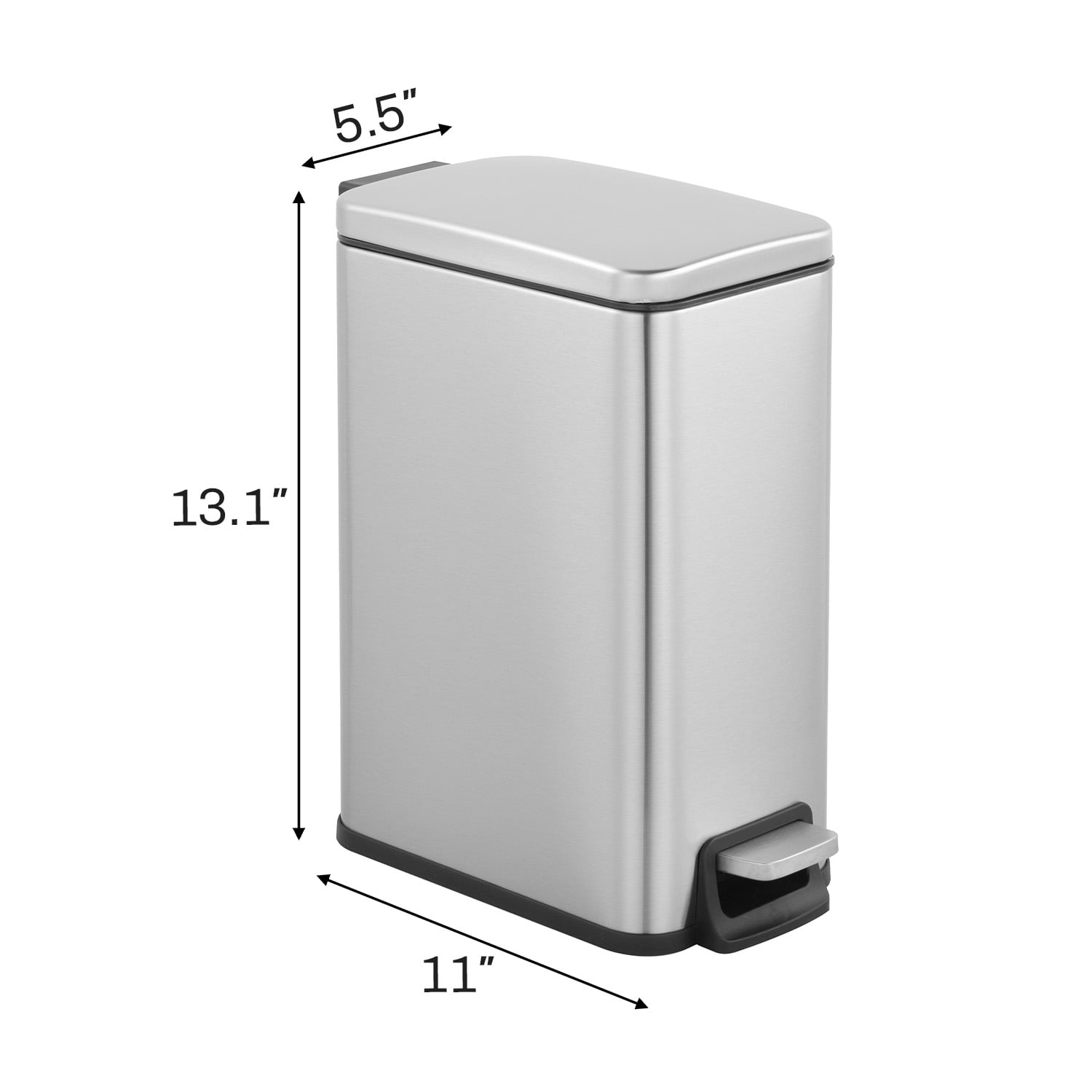 Innovaze Two 1.6 Gallon/6 Liter Rectangular Step-on Trash Can Set for Bathroom and Office