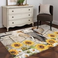 thumbnail image 3 of 4'x6' Area Rugs, Farmhouse Elephants Indoor Outdoor Area Rug for Living Room Bedroom, Spring Summer Sunflowers Wood Grain Washable Bathroom Rugs Kitchen Floor Carpet Mats Home Decor Aesthetic, 3 of 8