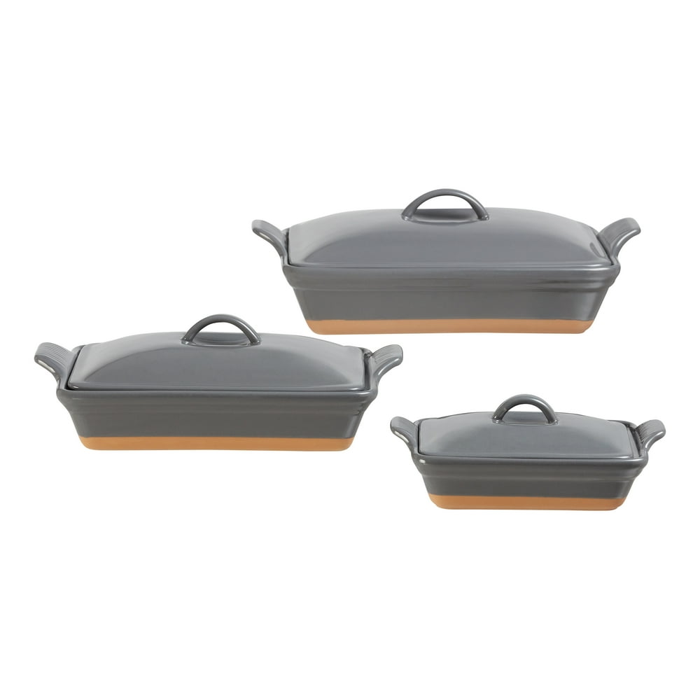 Better Homes & Gardens Parker Rectangular Casserole Baking Dish with Lid, 6 Piece Set, Multiple