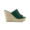 thumbnail image 3 of BLISSFUL STEP Chaussures pour Femmes Talon Compensé Bout Ouvert Espadrilles Mules à Plateforme Vert Foncé 7,5, 3 of 7