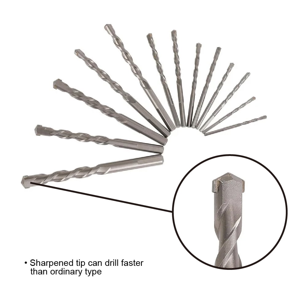 Hyper Tough 14-Piece Masonry Drill Bit Set, Carbide YG8 Tip,Clear Lid Case