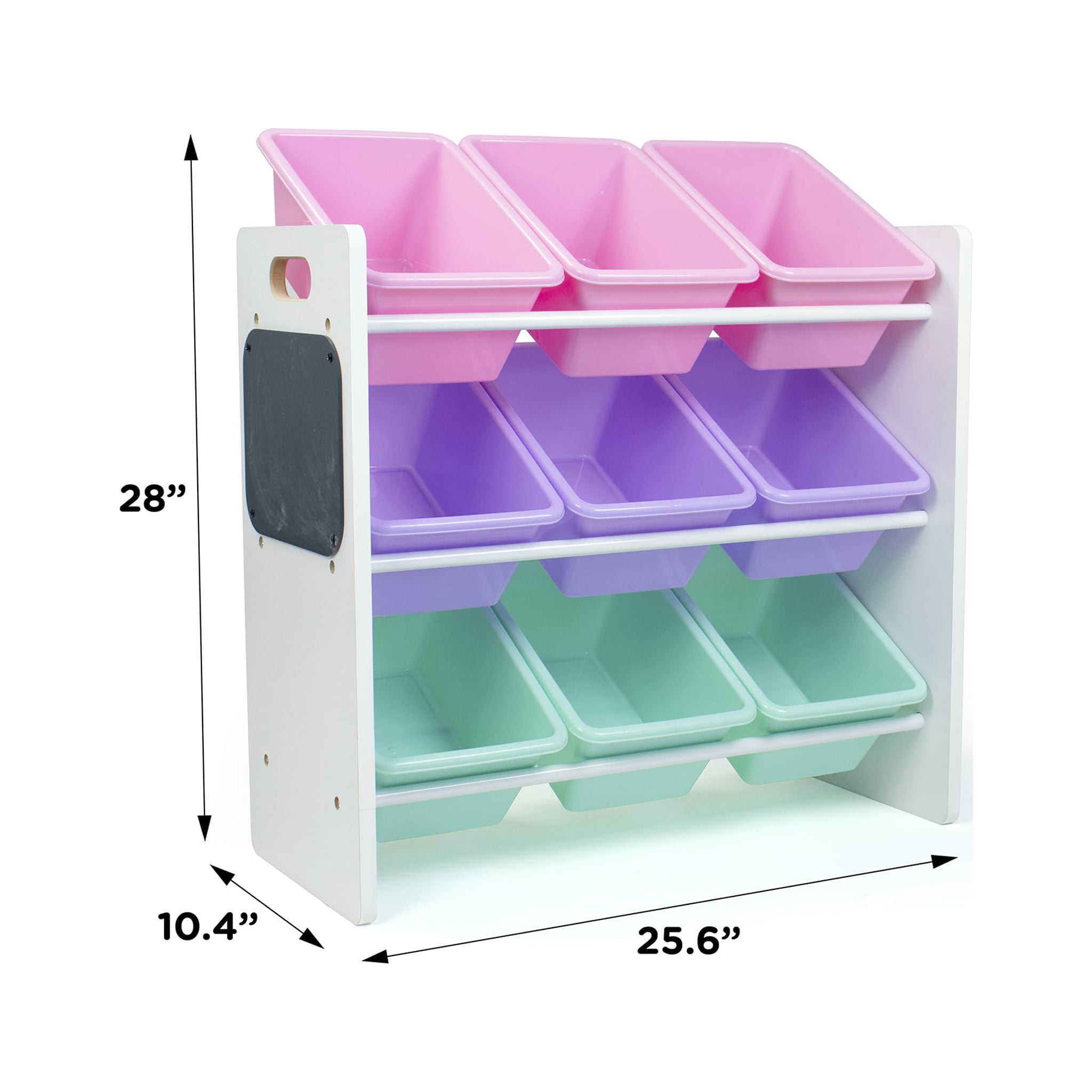 Humble Crew Children Wood and Plastic Toy Storage Racks with 12 Bins,  Multi-Color