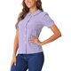 thumbnail image 4 of CAMISA DE CUADROS PARA MUJERES INSPIRE CHIC CON COLLAR PETER PAN Y MANGAS CORTAS ABULLONADAS, BOTONES, LILA, 4 of 5