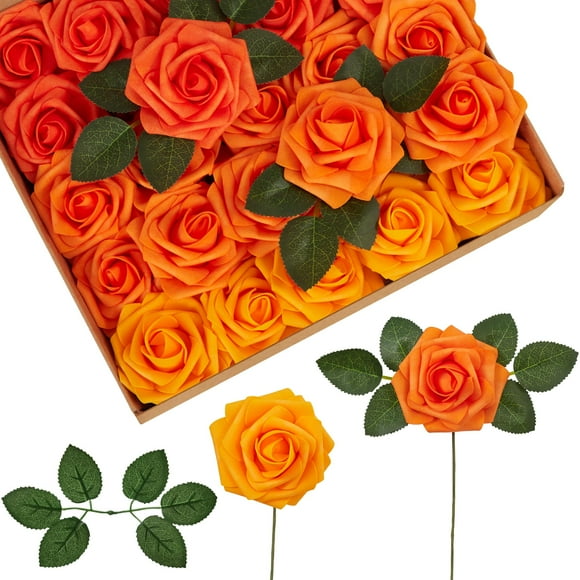 Flores artificiales InnoGear 100 unidades de rosas de espuma naranja de 8 cm