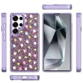 thumbnail image 2 of For Samsung Galaxy s24 Ultra Stick-On Embedded Glass Diamonds of Colorful Floral Arrangement HQ Hybrid Case - Purple, 2 of 3