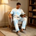 thumbnail image 4 of CCRFTGI Mens Pajamas Set Tie Dye Breathable Sleepwear Short Sleeve Crew Neck Top and Pants Soft Loungewear Sets White XL, 4 of 6