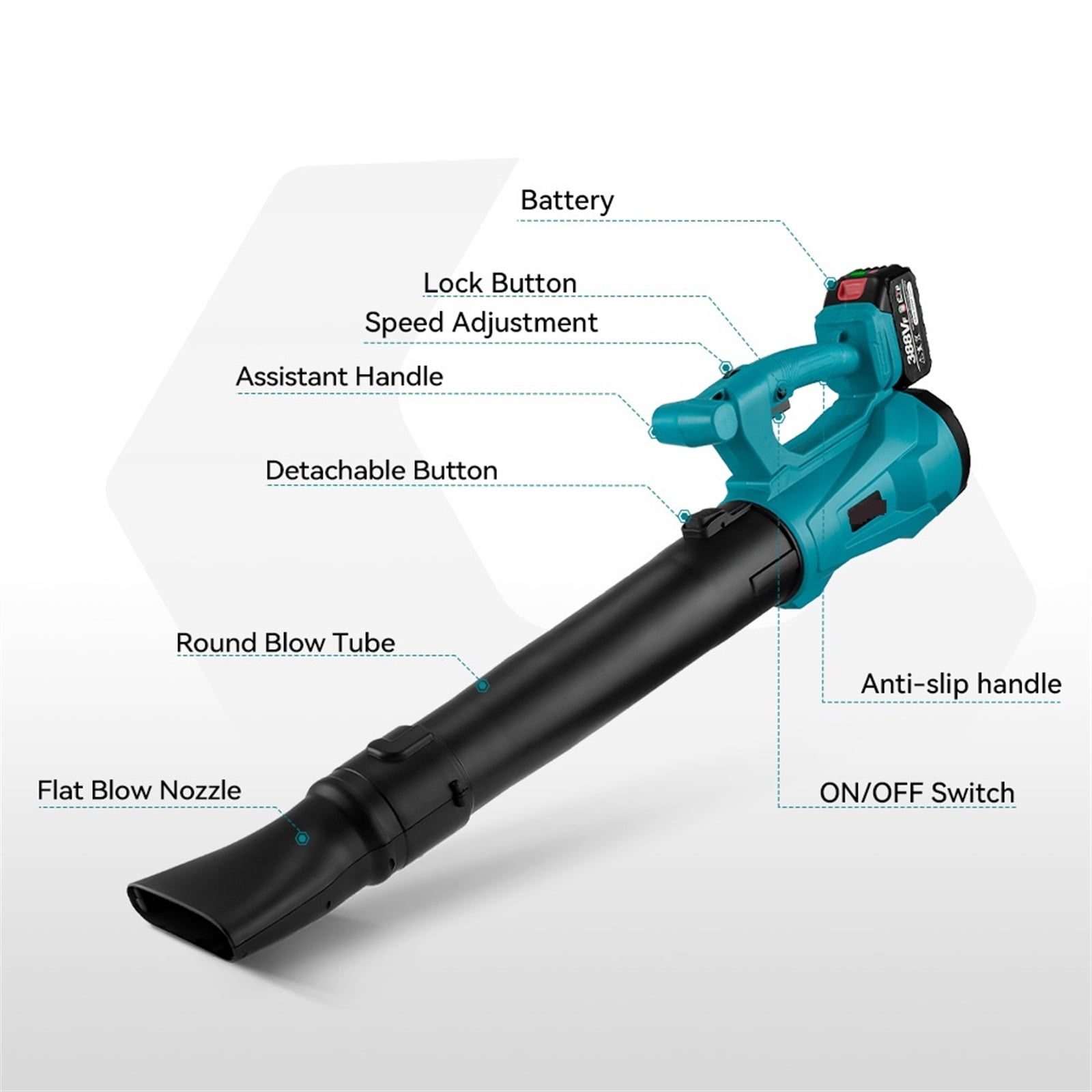 Electric Blower 6 Gears Adjustable Cordless Household Leaf Blower Blowing Dust Blowing Snow Tool ,Easy to Use