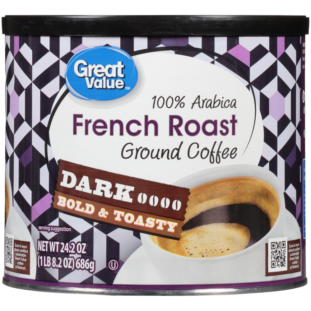 Great Value 100 Arabica French Roast Dark Ground Coffee, 24.2 oz