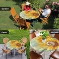 thumbnail image 4 of Sunflower Round Tablecloth for 45-54 Inch Tables, Fitted Table Cover with Elastic Edge, Yellow Spring Floral Botanical Waterproof Outdoor Table Cloth Protector for Patio Garden Dinner Picnic, 4 of 9