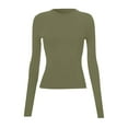 thumbnail image 6 of WTXUE Crewneck Sweatshirt Tube Tops Solid Color Blouses Long Sleeve Shirts Basic Tees Pullover Crop Tops Casual Shirts Womens Exercise Tops Womens Business Blouses Gn1 Xs, 6 of 6