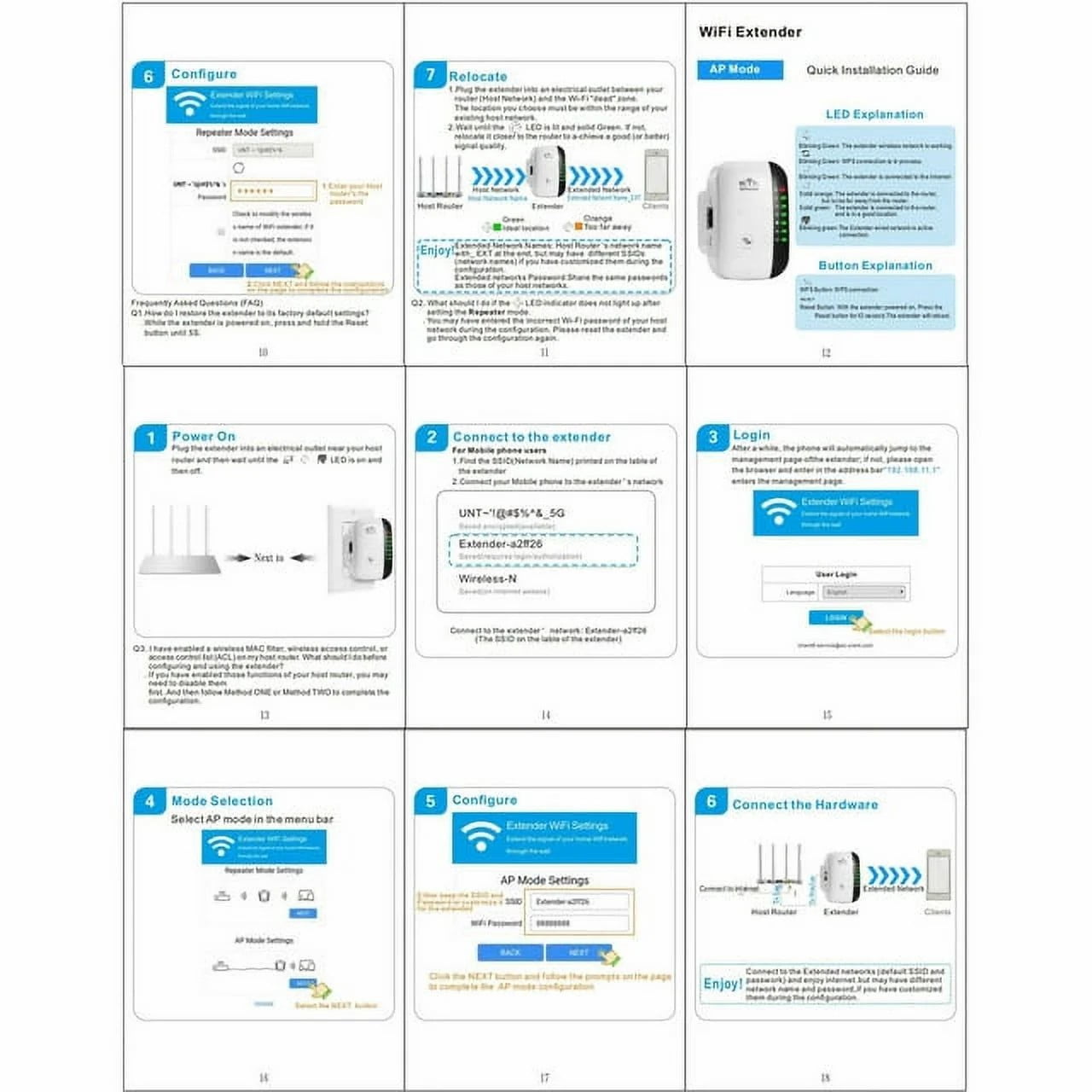 Rongsi WiFi Extender Signal Booster Up to 3000 sq.ft and 30 Devices, WiFi Range Extender, Wireless Internet Repeater, Long Range Amplifier with Ethernet Port, Access Point, 1-Key Setup