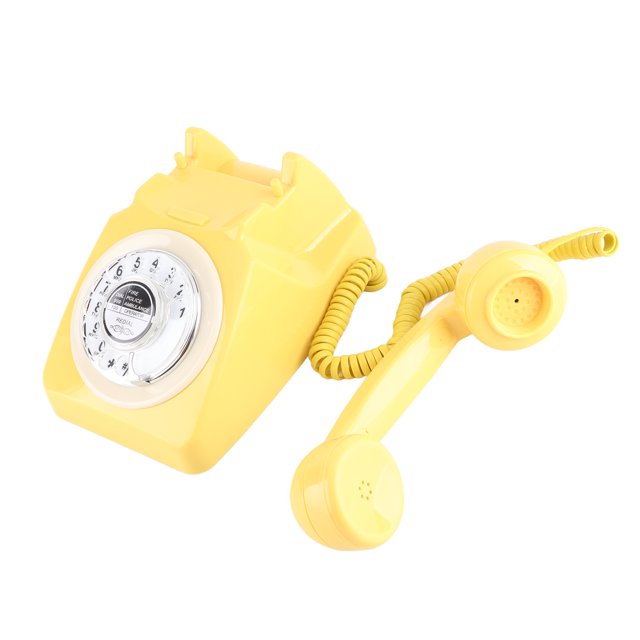 Teléfono de disco rotatorio retro Teléfono fijo vintage Teléfono de escritorio (amarillo)