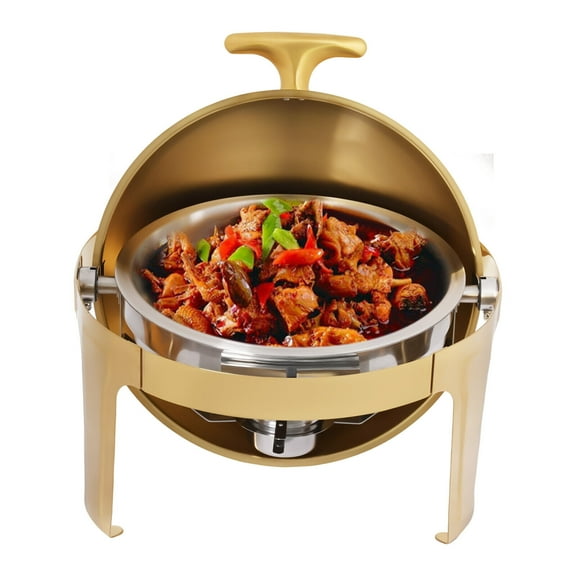 9L Round Chafing Dish Buffet Warmer 201 Stainless Steel with Fuel Holder