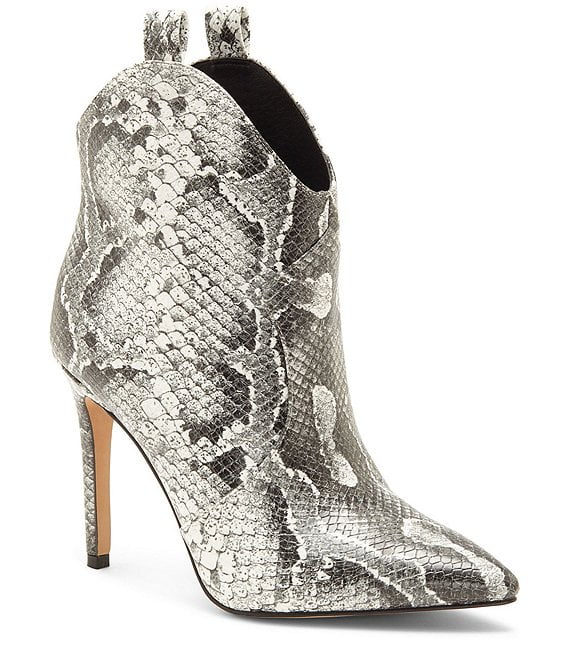 white snake print booties