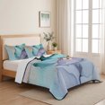 thumbnail image 5 of Twin Quilt Set 68''x86'', Teal Purple Marble Lightweight Summer Bedspread Coverlet Set with 2 Pillow Shams, Modern Abstract Luxury Ink Painting Breathable All Season Quilt Bedding for Dorm/Bedroom, 5 of 9