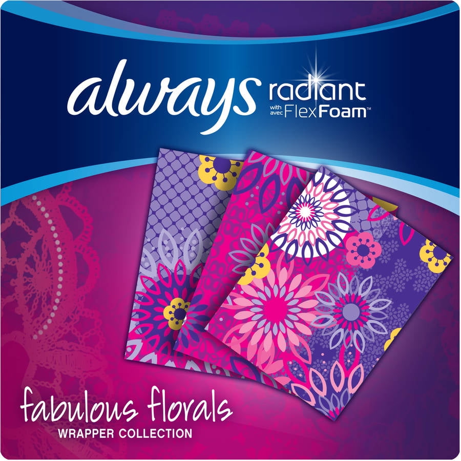 Always Radiant FlexFoam Scented Pads, Super, 28 Count