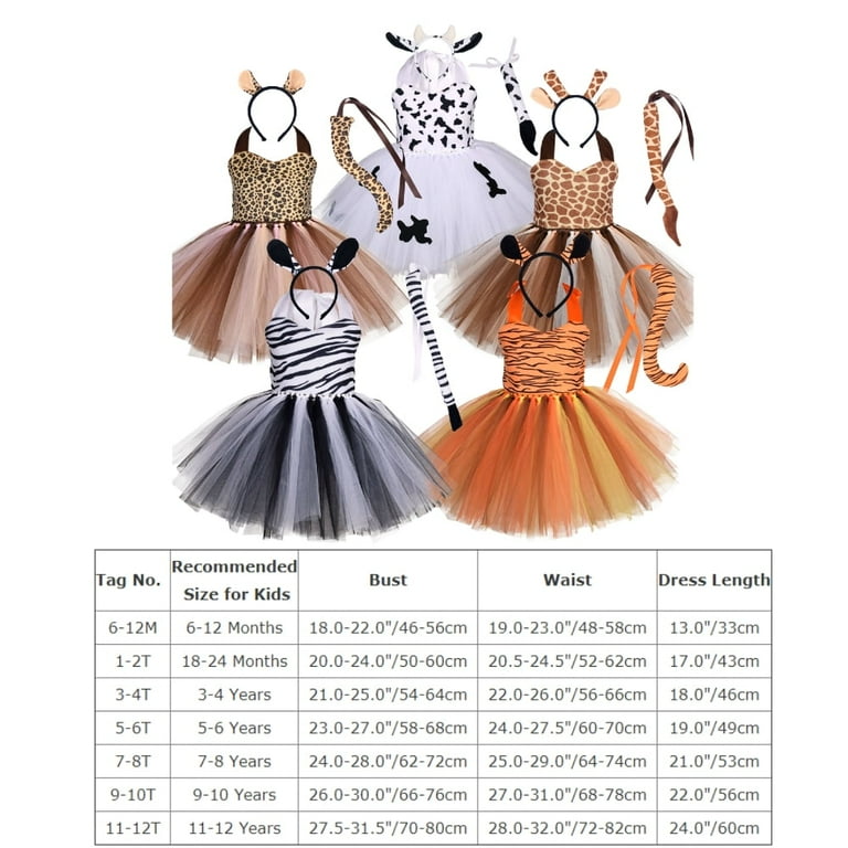 Kids Girl Giraffe Dress Toddler Halloween Cosplay Jungle Safari Animal Role Play Puffy Tutu Dress Ear Headband Tail Birthday Party Carnival Fancy Dress Up Performance Holiday Clothes 5 6 Years Walmart...