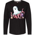 thumbnail image 3 of Inktastic Cute Ghost Octopus Trick or Treating with Bat Long Sleeve T-Shirt, 3 of 5