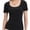Black, variant on Women's Square Neck Ribbed Knit T-Shirt, Short Sleeve Slim Fit Casual Top