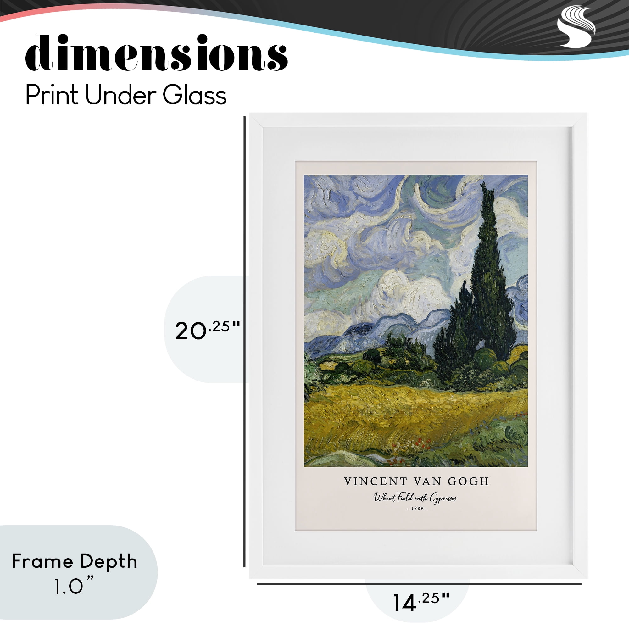 Stupell Industries Classic Wheat Fields with Cypresses White Framed Print Under Glass, design by Vintage Hustle