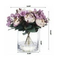 thumbnail image 4 of Enova Home Artificial Flowers Mixed Silk Ranunculus Fake Flowers Arrangement in Cylinder Glass Vase with Faux Water for Home Office Wedding Decoration (Purple), 4 of 4