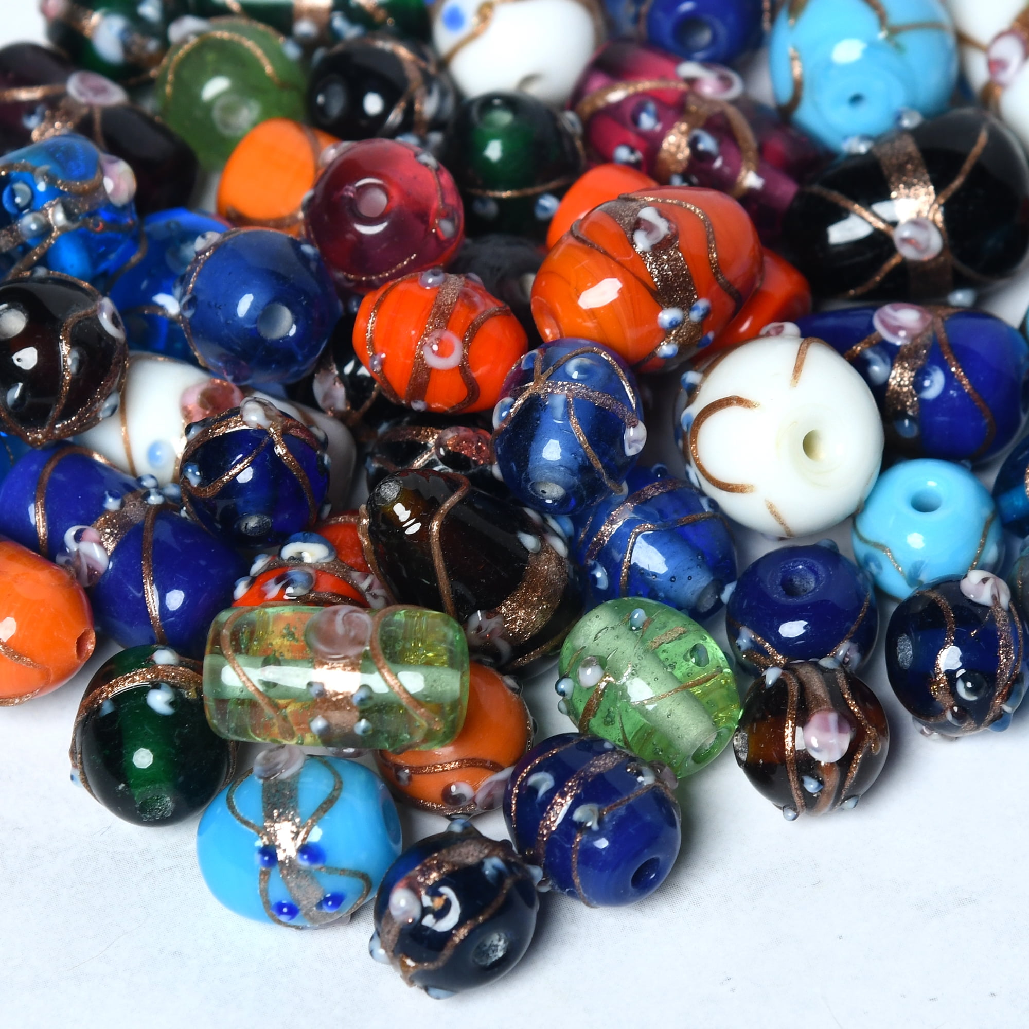 CRAFT ATTIC 2/3 LB Bag of Assorted Glass Beads for Jewelry Making, Lampwork Murano Bead Mix for Bracelets and Necklaces, Crafting Beads Supplies Kit, Large & Small Beads (Wedding Cake Mix)