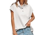 thumbnail image 2 of Short Sleeved Summer Women Solid Color Polo Shirt Tops, 2 of 7