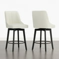 thumbnail image 3 of Spruce & Spring Modern Upholstered Swivel Bar Stool with Wide Seat for Kitchen Island or Dining Space Set of 2, Ivory, 3 of 11