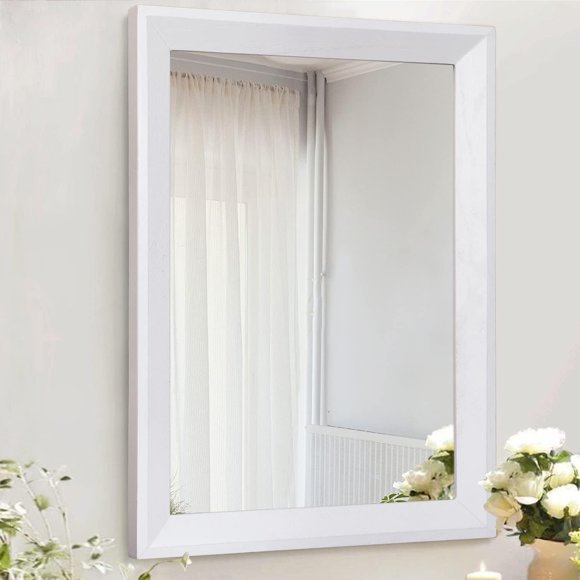 AAZZKANG Rectangular Wall Mirror Decorative Wood Framed Mirrors Large 20"x16" for Farmhouse Bedroom Bathroom Living Room Entryway Hanging Home Decor