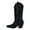 Black, variant on Women's Mid Calf Boots Embroidered Pointed Toe Chunky Heel Wide Calf Pull on Western Cowboy Cowgirl Boots