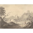 thumbnail image 3 of Samuel Davis 14x11 Black Modern Framed Museum Art Print Titled - River Scene and Bridge with Artist Sketching in Foreground (1777), 3 of 5