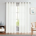 thumbnail image 3 of 2 Pack Linen Textured Curtains 96 inch Cream White Bedroom Living Room Window Curtain Set Light Filtering Drapes Grommet Top 2 Panels, 3 of 9