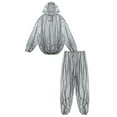 thumbnail image 5 of TiaoBug Men's Sauna Suits PVC Hooded Long Sleeve Sweatshirt And Pants Sports Workout Tracksuit Type B Silver XXL, 5 of 7