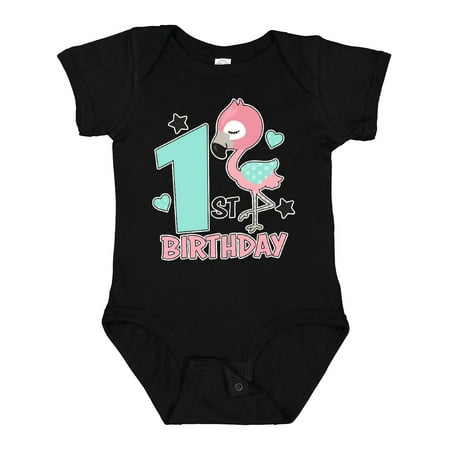 

Inktastic 1st Birthday with Flamingo Stars and Hearts Gift Baby Girl Bodysuit